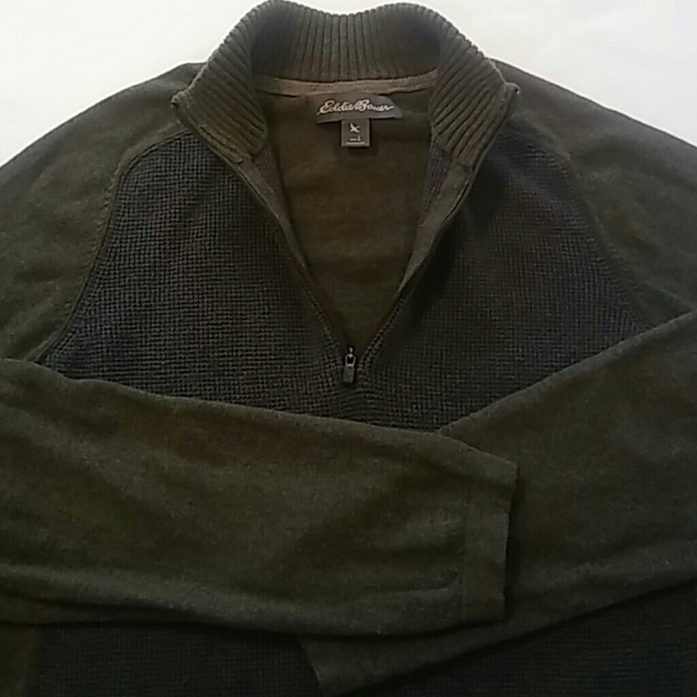 Eddie Bauer Men Size Large Zip Up Pullover Sweater